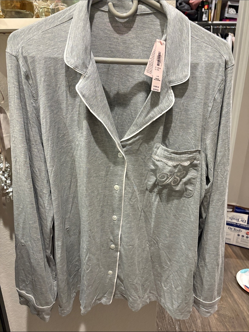 FREE in bundle NWT Victoria’s Secret Gray Button-Front Pajama Top modal L